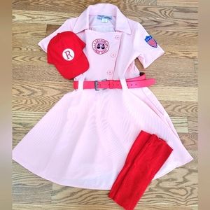 Women's Medium Rockford Peaches A League of Their Own Costume Hat Socks Belt